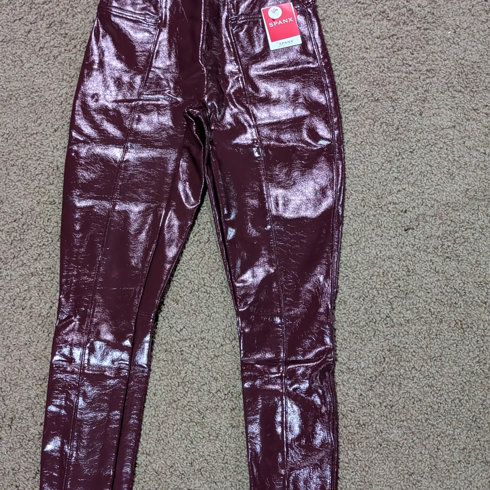 Shiny Burgundy High-Waisted Pants